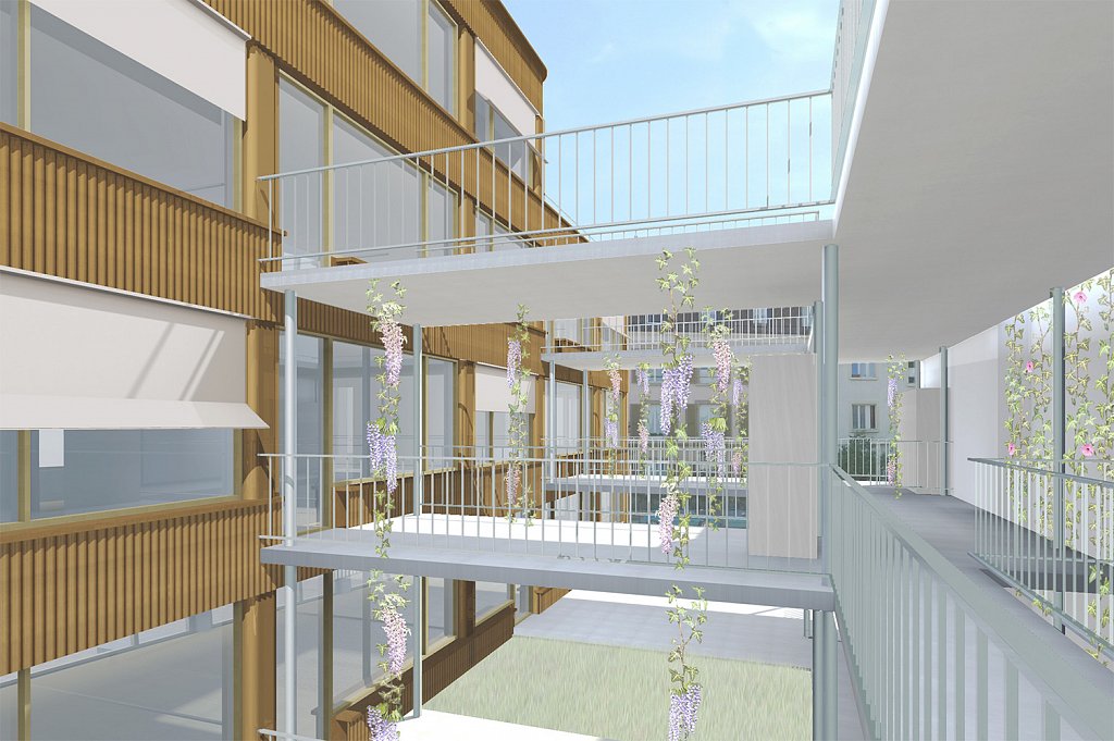 Hofbild Centralweg (Jomini Zimmermann Architekten)